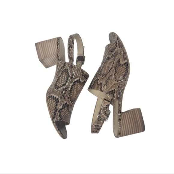 Sole Society Shawde Snakeskin Leather Peep Toe Heel Sandals 8M - Picture 6 of 9